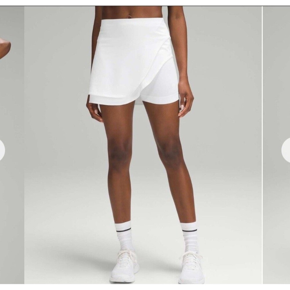 Lululemon Tennis Skort Women 0 White Asymmetrical Layered High Rise Active Skirt
